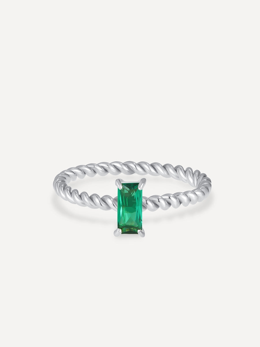 Elegante Anillo Espiral Verde