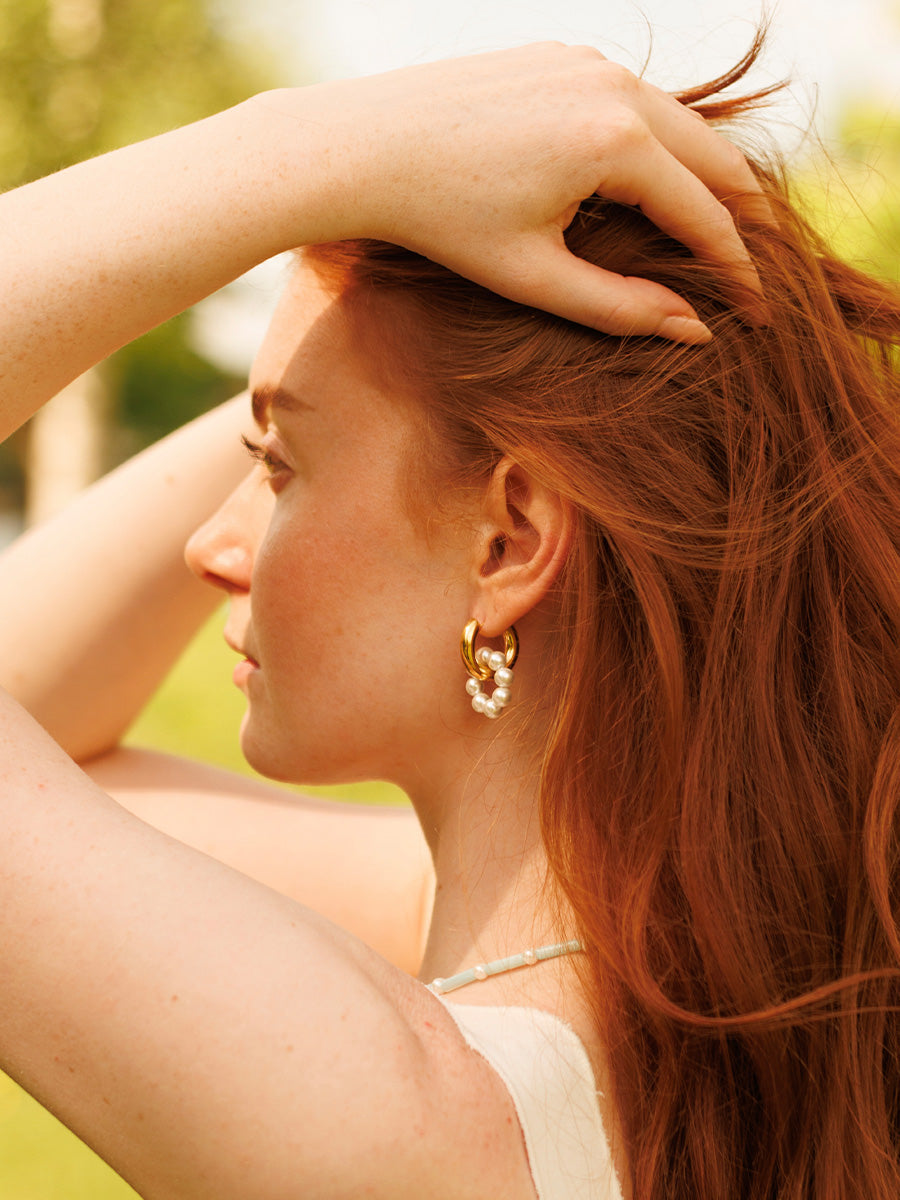 Hoop Earrings with Pearls