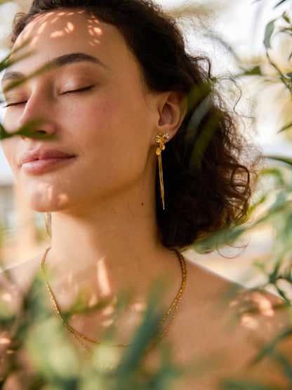 Shimmering Leaf-Shaped Earrings