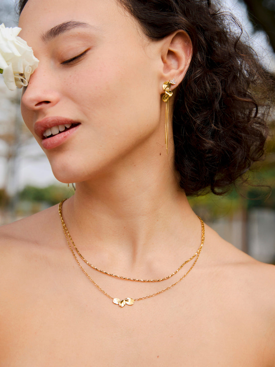 Shimmering Leaf-Shaped Earrings