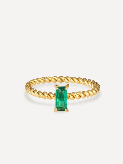 Elegante Anillo Espiral Verde